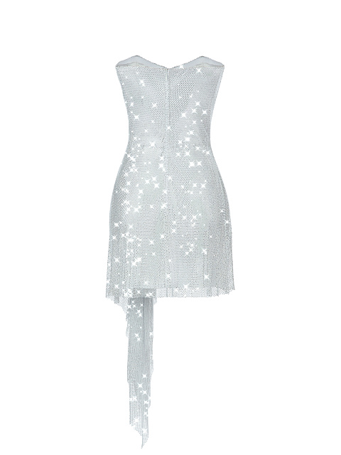 Белое платье-мини из сетки со стразами, 3 Белое платье-мини из сетки со стразами, 3