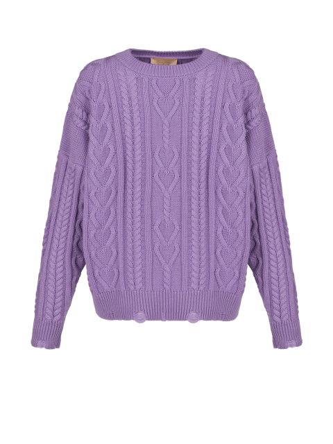 Фиолетовый хлопковый свитер с косами, 1
