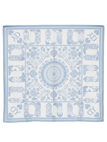 Синий шелковый платок с принтом в стиле вестерн, 2
