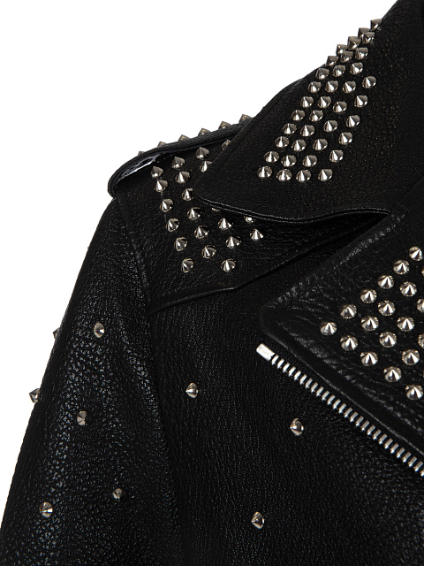 Черная кожаная косуха с шипами, 4 Черная кожаная косуха с шипами, 4