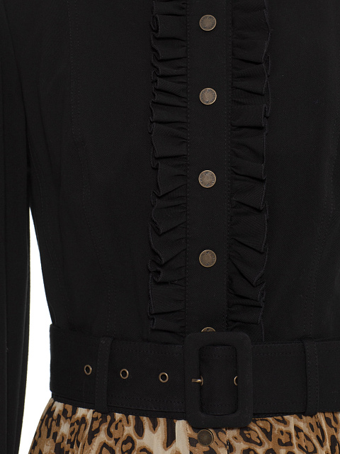 Черное платье-миди из денима с плиссированной юбкой, 3