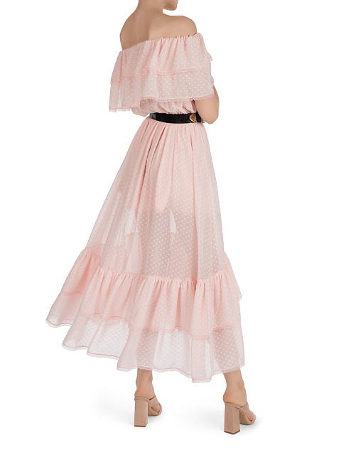 Розовое шифоновое платье-миди в горошек, 5 Розовое шифоновое платье-миди в горошек, 5