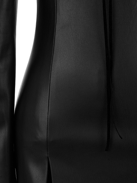 Черное платье-мини из эко-кожи, 3