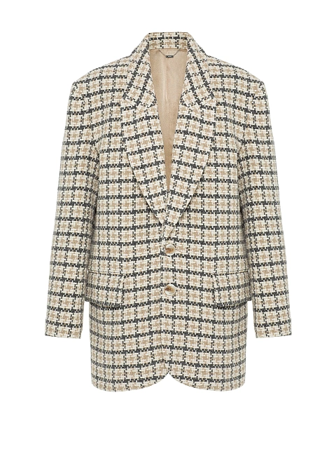 Однобортный жакет из твида в клетку, 1