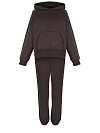 Коричневый трикотажный костюм с вышивкой в виде крестов