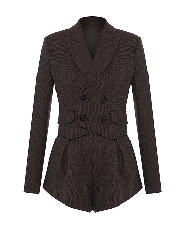 Коричневый шерстяной костюм-двойка, 1