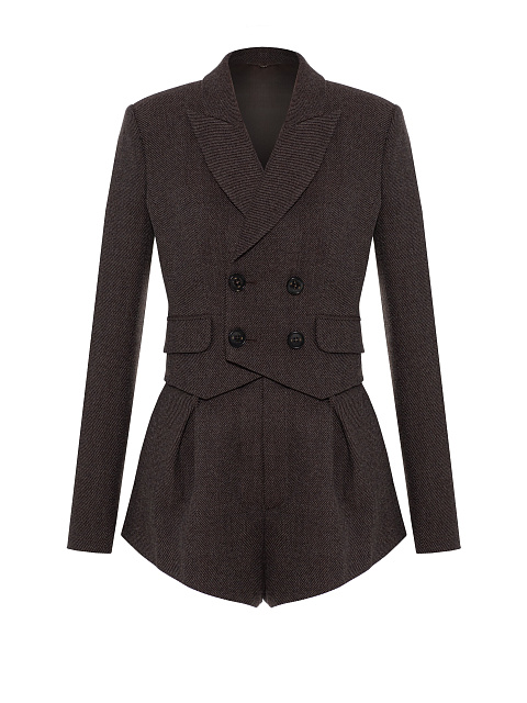 Коричневый шерстяной костюм-двойка, 1 Коричневый шерстяной костюм-двойка, 1