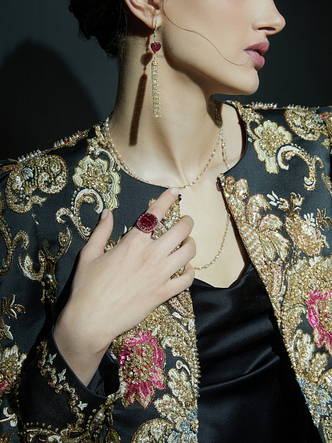 Кольцо из розового золота с рубеллитом и бриллиантами, 6