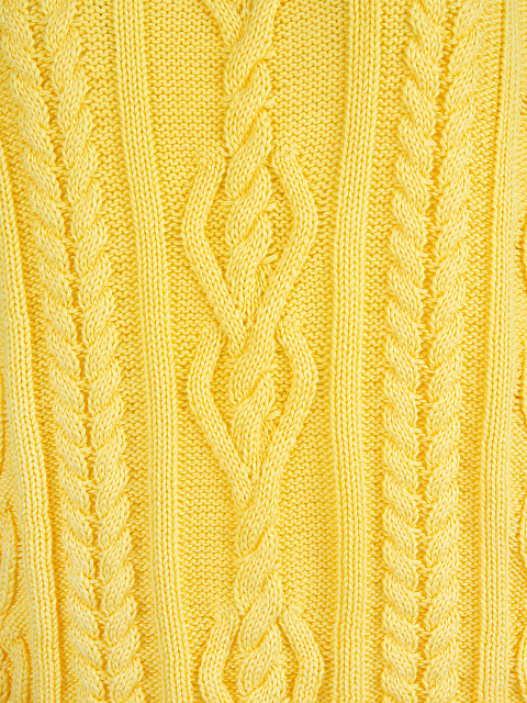 Желтый унисекс хлопковый свитер с косами, 3