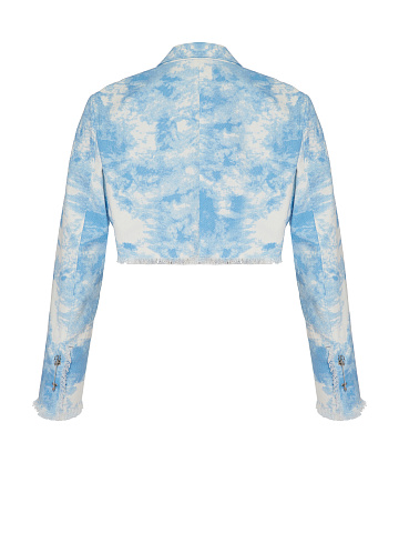Укороченный голубой tie-dye жакет из денима, 2