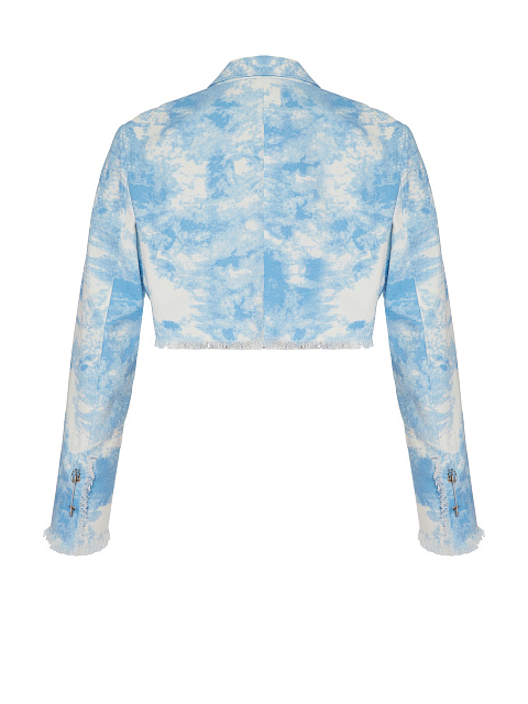 Укороченный голубой tie-dye жакет из денима, 2 Укороченный голубой tie-dye жакет из денима, 2