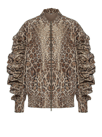 Объемный бомбер из тафты с леопардовым принтом, 1