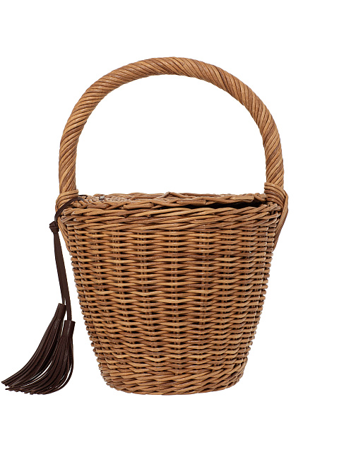 Коричневая сумка-корзина с мешочком из кожи, 1