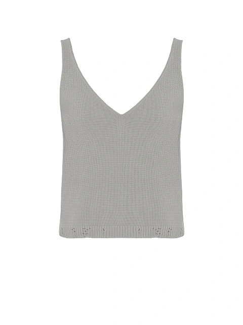 Серый вязаный комплект из кардигана, топа и брюк, 4