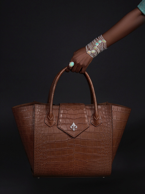 Коричневая сумка-тоут из крокодиловой кожи, 2 Коричневая сумка-тоут из крокодиловой кожи, 2