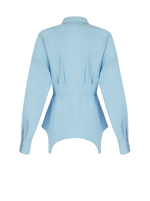 Голубая хлопковая рубашка с баской, 3 Голубая хлопковая рубашка с баской, 3