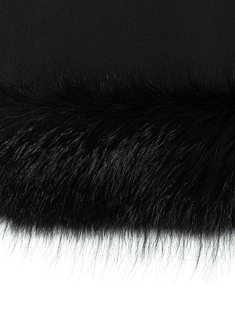 Черное платье-мини с кружевом и мехом, 4