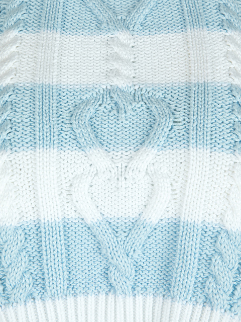 Укороченный хлопковый свитер в бело-голубую полоску, 3