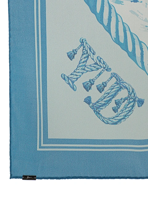 Бело-голубой шелковый платок с якорем, 3 Бело-голубой шелковый платок с якорем, 3