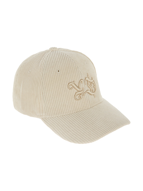 Бежевая кепка из вельвета с вышивкой YD, 1