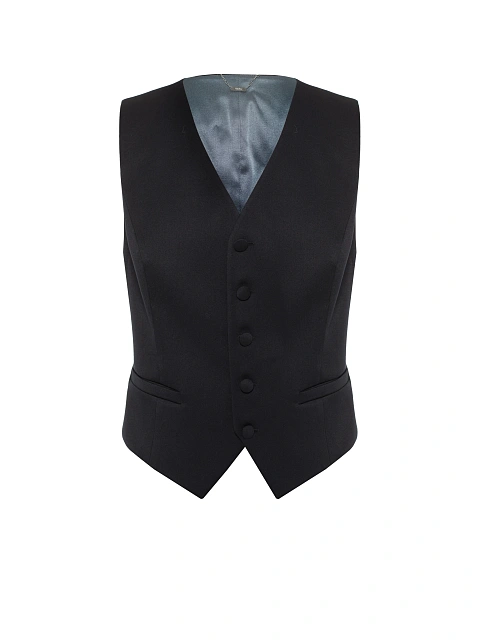 Черный костюм-тройка из шерсти с пайетками, 5