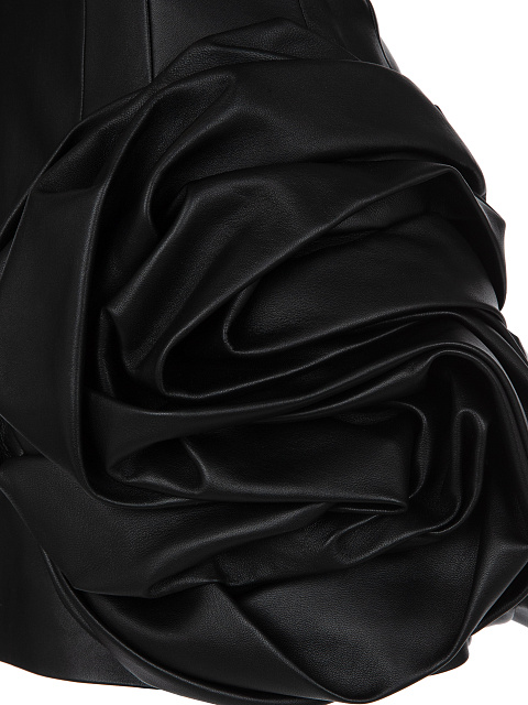 Черное кожаное платье-мини, 3