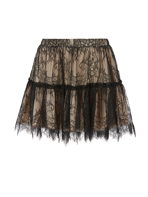 Бежевый комплект из топа и черной кружевной юбки, 4 Бежевый комплект из топа и черной кружевной юбки, 4