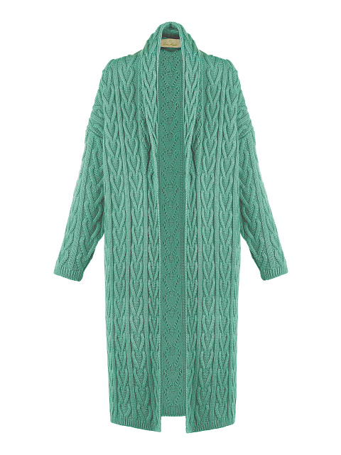 Зеленый вязаный кардиган с косами, 1 Зеленый вязаный кардиган с косами, 1