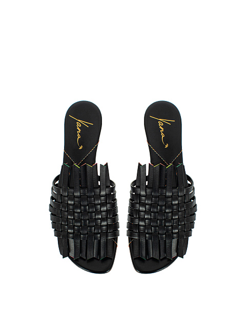 Черные плетеные кожаные мюли, 4