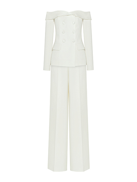 Белый костюм-двойка с открытыми плечами, 1