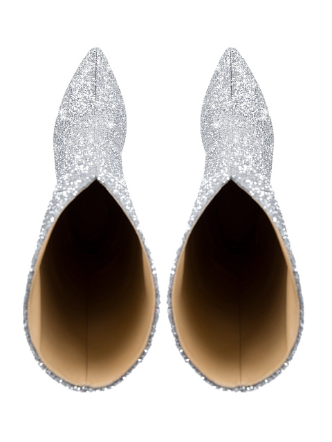 Кожаные сапоги с блестками на высоком каблуке, 4 Кожаные сапоги с блестками на высоком каблуке, 4