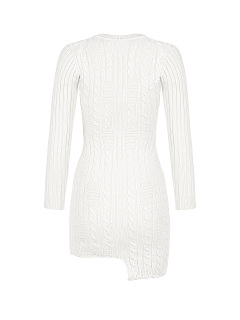 Белое вязаное платье с асимметричным подолом, 2
