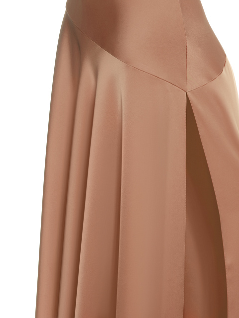 Бежевое атласное платье-макси, 4