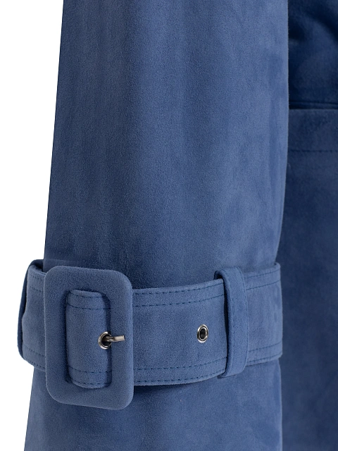 Синий двубортный тренч из замши, 4