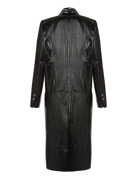 Черное кожаное пальто с подкладом из меха козлика, 2