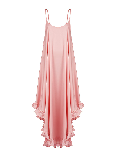 Розовый сарафан из вискозы с рюшами, 1