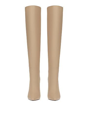 Кремовые кожаные сапоги на шпильке, 2