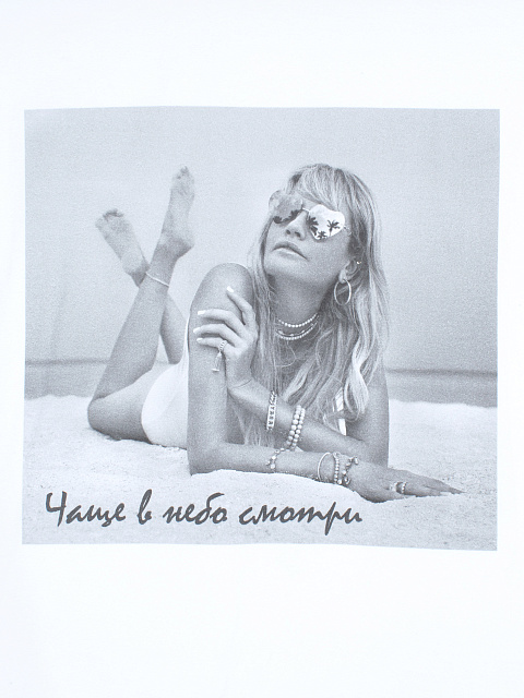 Белая хлопковая футболка с фотопринтом, 3 Белая хлопковая футболка с фотопринтом, 3