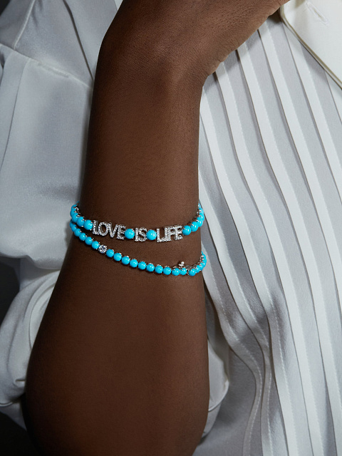 Браслет из белого золота, бирюзы и бриллиантов круглой огранки, 2