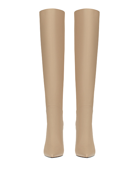 Кремовые кожаные сапоги на шпильке, 2 Кремовые кожаные сапоги на шпильке, 2