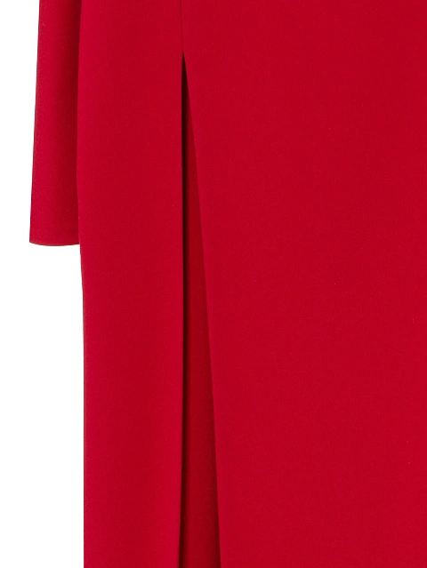 Красное платье-макси из шелка с бантами, 5