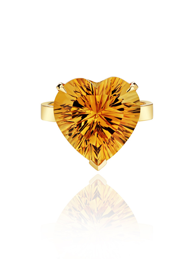 Кольцо из желтого золота с цитрином в огранке «сердце», 2