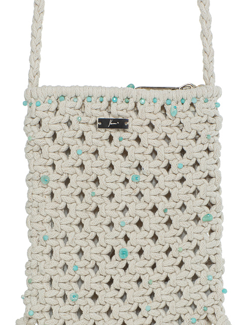 Белая сумка-мини с вышивкой бусинами, 4