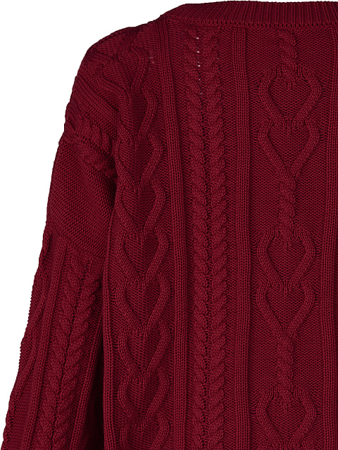 Бордовый хлопковый свитер с косами, 3