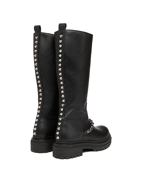 Высокие черные кожаные ботинки с шипами, 3