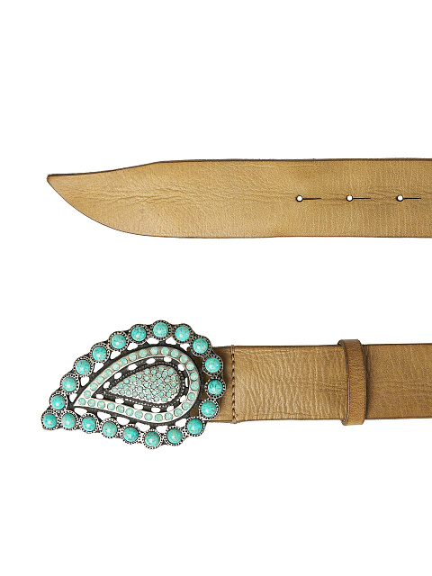 Кожаный ремень с бирюзой и фианитами, 2