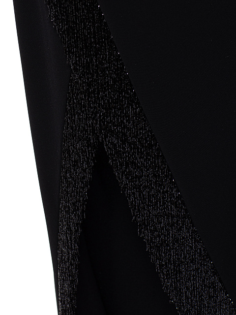 Черное платье-макси из шелка с бахромой из бисера, 4