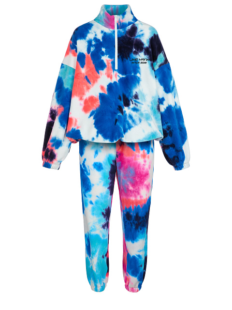 Розово-синий флисовый костюм Tie-Dye с вышивкой, 1