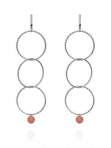 Серьги из серебра с розовым арагонитом, 1