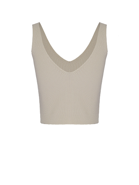 Темно-бежевый трикотажный топ-лапша, 3